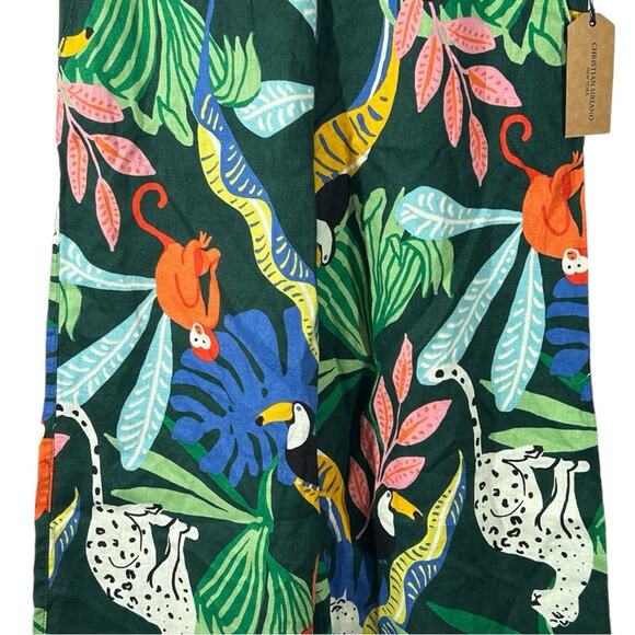 Christian Siriano Linen Wide Leg Pants Tropical Jungle Print NWT Small Resort - Picture 4 of 14